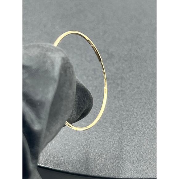 Designer Signed 14K Yellow Gold Continuous Endless Dainty Hoop Earrings 20mm - Picture 8 of 13